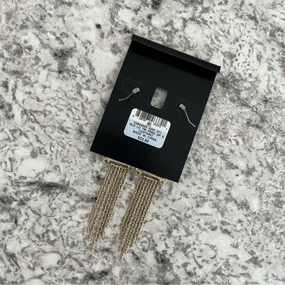 I.N.C International Concepts Gold Triangle Fringe Drop Earrings - Picture 4 of 5